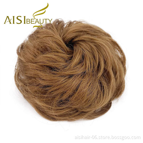 Aisi Beauty Top Quality Wholesale Multi Color Synthetic Curly Messy Donut Chignon Bun Elastic Rope Rubber Band Hair Extension